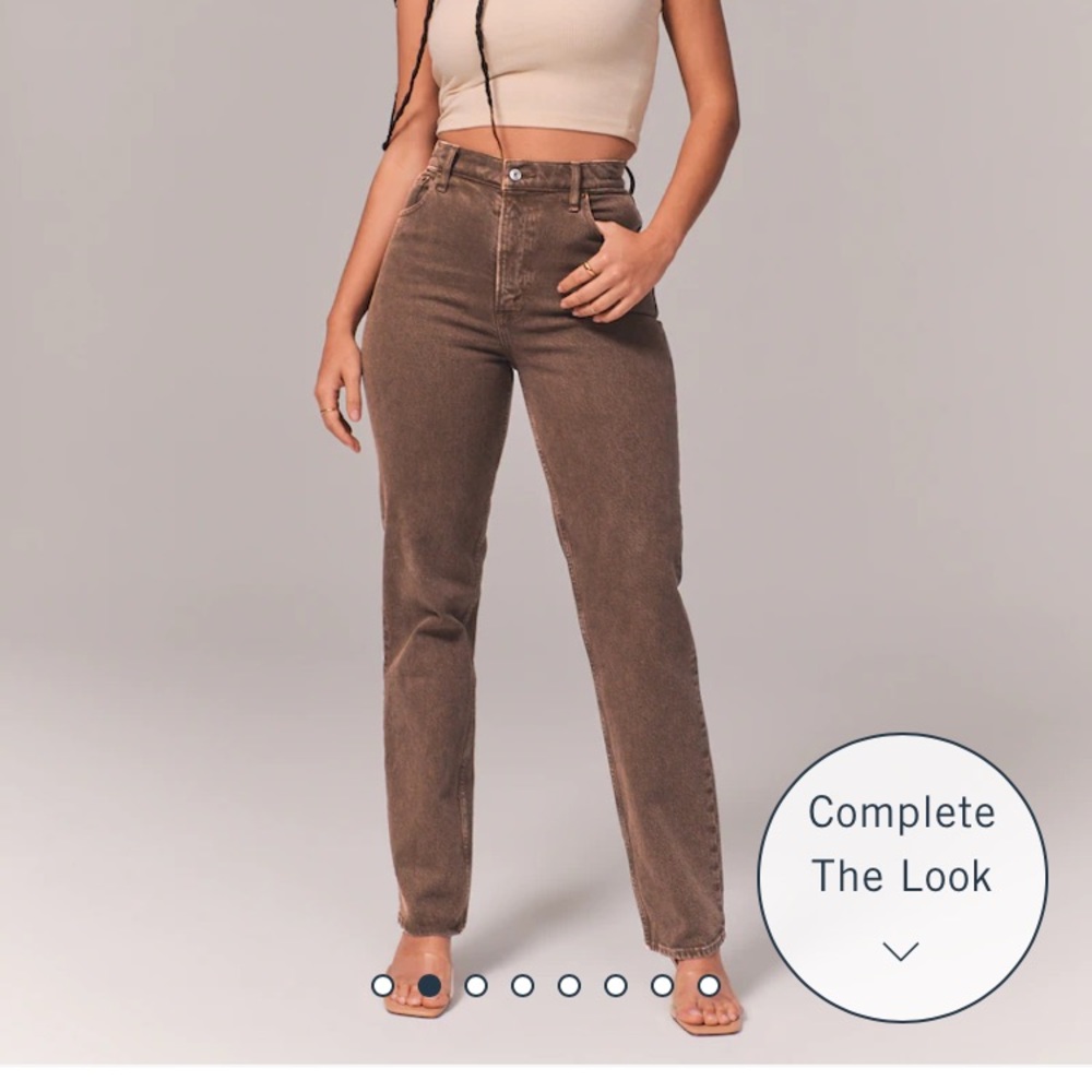 Abercrombie 90s straight ultra highrise jean brown
